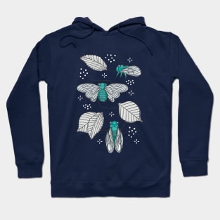 Cicadas in Pink + Teal Hoodie